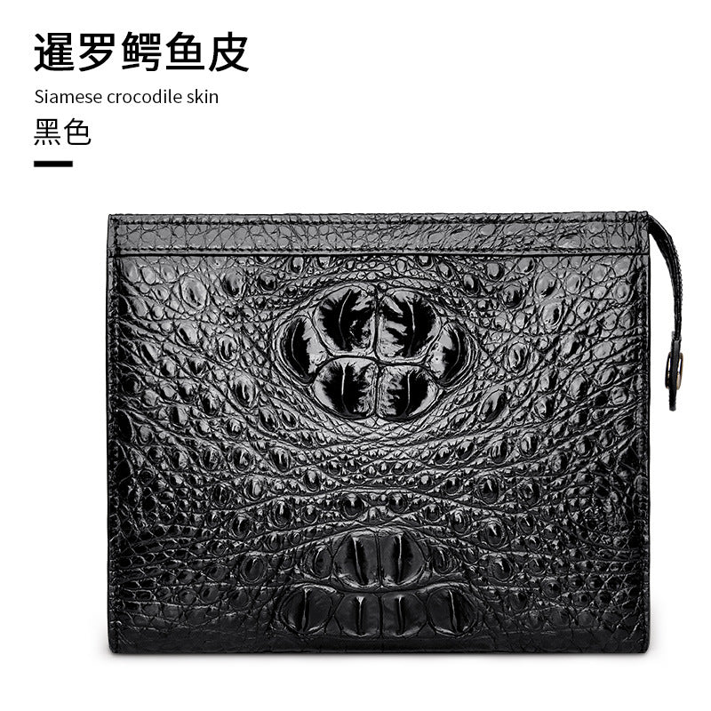 Siamese crocodile skin men's handbag genuine leather large capacity casual business men's bag 