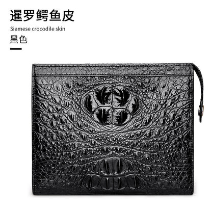 Siamese crocodile skin men's handbag genuine leather large capacity casual business men's bag 