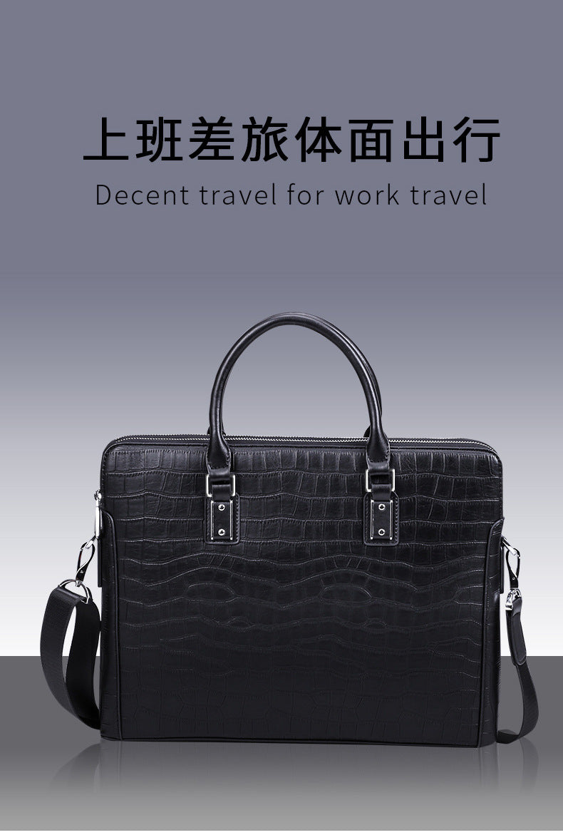 Men's Handbag Fashion Shoulder Bag Genuine Cowhide Leather Computer Bag Business Large Capacity Crossbody Briefcase 