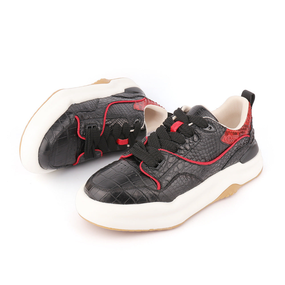 Men's Casual Shoes Crocodile Skin Genuine Leather Fashion Wear-resistant Men's Shoes 
