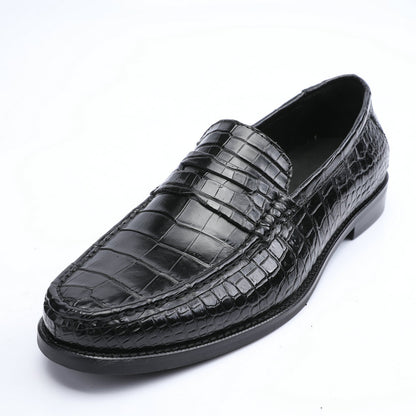 2023 New Crocodile Belly Skin Men's Leather Shoes Genuine Leather Moccasins Business Casual Shoes 