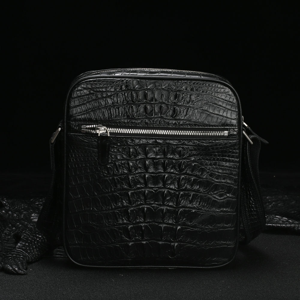 シャムワニ皮ショルダーバッグ  本革 出張オフィス ビジネス 斜めがけメンズバッグ