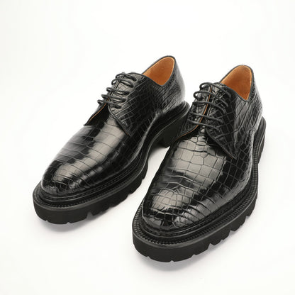新型ワニ腹の皮メンズ革靴 本革 高品質 厚底 ビジネスシューズ