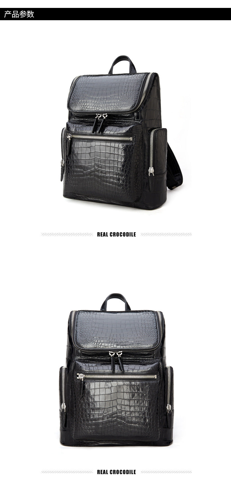 Crocodile Belly Skin Men's Backpack Large Capacity Business Commuting Casual Business Travel Bag 