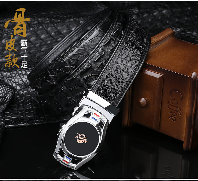 Men's Belt Crocodile Skin Genuine Leather Automatic Buckle Fashion Casual High Quality Men Belt 