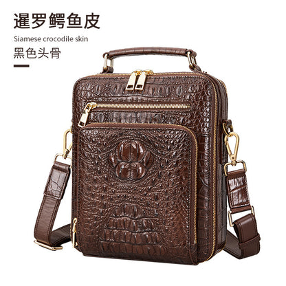 シャムワニ皮本革製メンズショルダーバッグビジネスカジュアル斜めがけバッグハンドバッグ