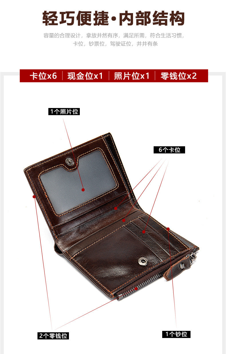 メンズ 短財布  高品質 レトロ 男性用カードバッグ ウォレット