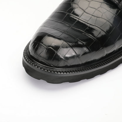 メンズ革靴 本革製 ワニ腹の皮 滑り止め 耐摩耗ビジネス シューズ正装スーツシューズ