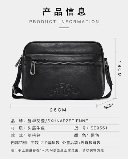 メンズ斜めがけバッグ 本革製牛皮 ファッション ビジネスカジュアルショルダーバッグ