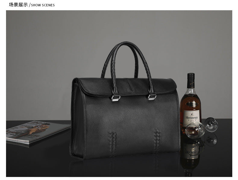 メンズハンドバッグ 本革製牛皮 ファッション ビジネス 大容量 ビジネス ブリーフケース パソコンバッグ 手編み メンズ手提げかばん