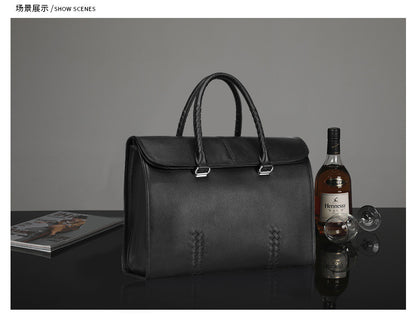 メンズハンドバッグ 本革製牛皮 ファッション ビジネス 大容量 ビジネス ブリーフケース パソコンバッグ 手編み メンズ手提げかばん