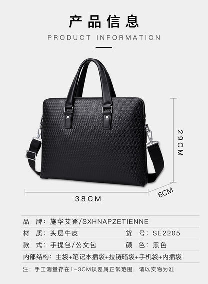 Men's handbag, handbag, genuine cowhide leather, large capacity, business computer bag, men's briefcase shoulder bag 