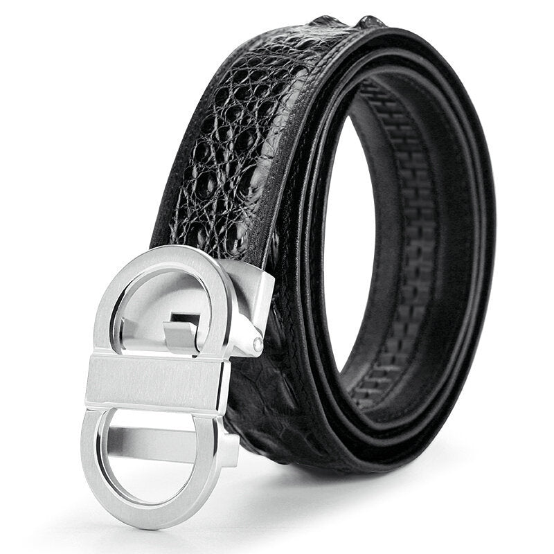 Siamese Crocodile Skin Genuine Leather Men's Belt Automatic Buckle Fashion Casual Business High Quality Men's Belt 