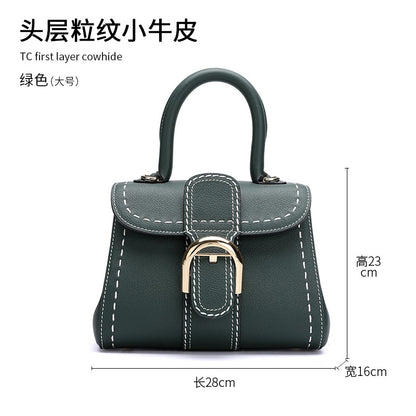 牛革バッグ本革バッグファッショントレンド馬蹄バックルレディースハンドバッグ手縫い斜めショルダーバッグ