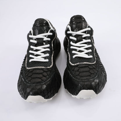 ニシキヘビ皮 本革メンズスニーカースポーツカジュアルシューズ ファッションインヒール男性靴