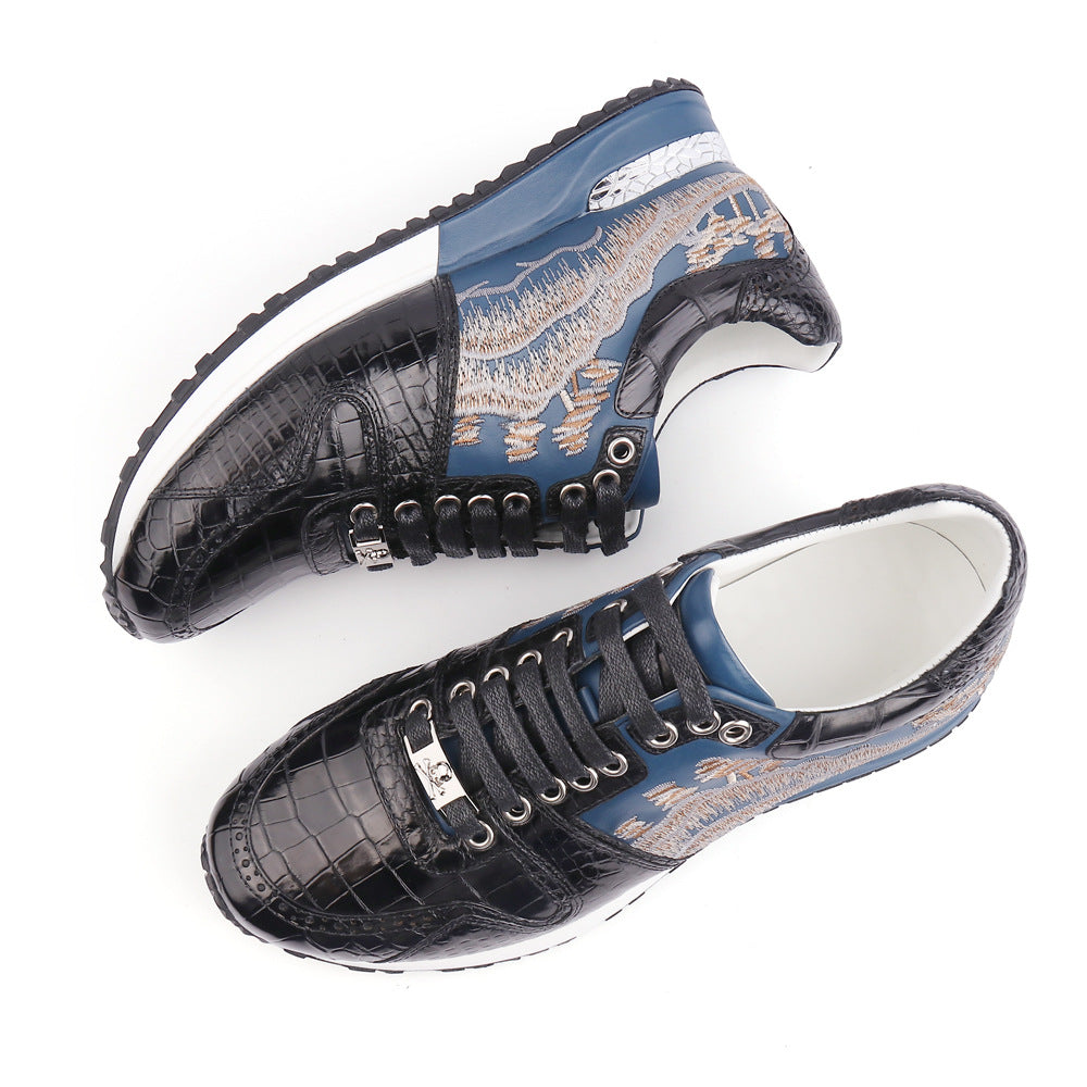 Crocodile leather genuine leather men's sneakers anti-slip fashion casual shoes men's shoes 