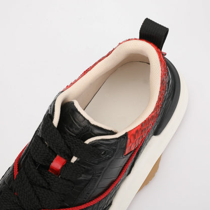 Crocodile belly skin genuine leather men's sneakers fashion sports casual shoes wear-resistant in-heel men shoes 