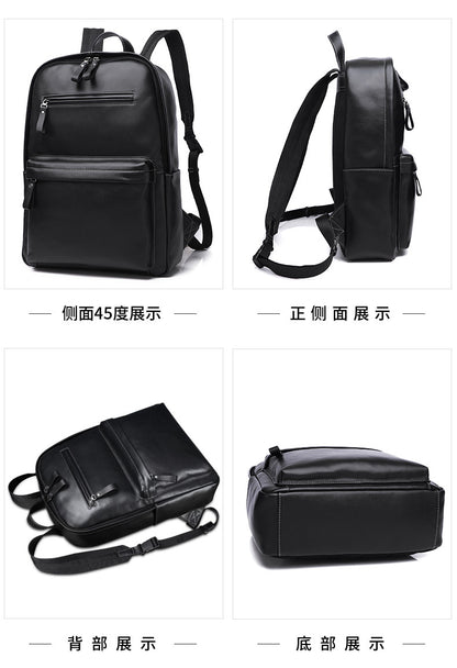 Men's backpack genuine cowhide leather Korean simple fashion casual travel bag computer bag 