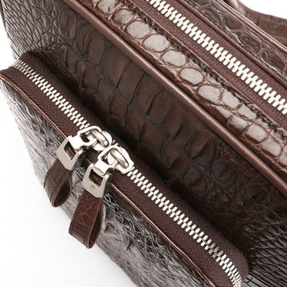 シャムワニ皮ショルダーバッグ  本革 出張オフィス ビジネス 斜めがけメンズバッグ