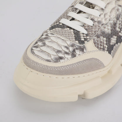 ニシキヘビ皮 メンズカジュアルシューズ ファッション厚底男性靴
