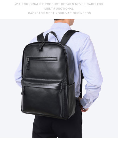 Men's backpack genuine cowhide leather Korean simple fashion casual travel bag computer bag 