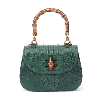 クロコダイル革の女性バッグカジュアルトレンド竹節バッグショルダーバッグハンドバッグ高品質