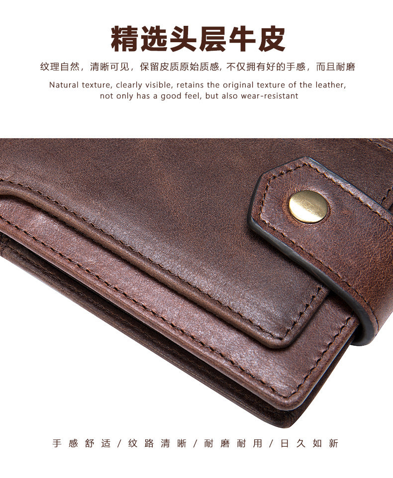 メンズ短財布 牛皮本革製 レトロrfidカードバッグ 男性用ウォレット