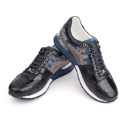 Crocodile leather genuine leather men's sneakers anti-slip fashion casual shoes men's shoes 