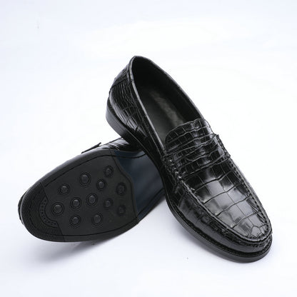 2023 New Crocodile Belly Skin Men's Leather Shoes Genuine Leather Moccasins Business Casual Shoes 