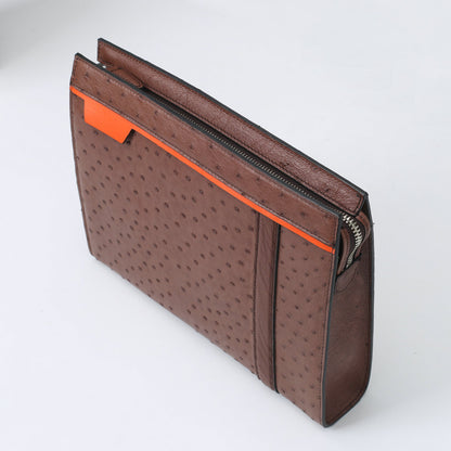 新型ダチョウの皮本革メンズハンドバッグビジネス カジュアル高品質メンズバッグ