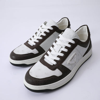 2023 New Ostrich Skin Men's Sneakers Genuine Leather Casual Fashion Men's Shoes 