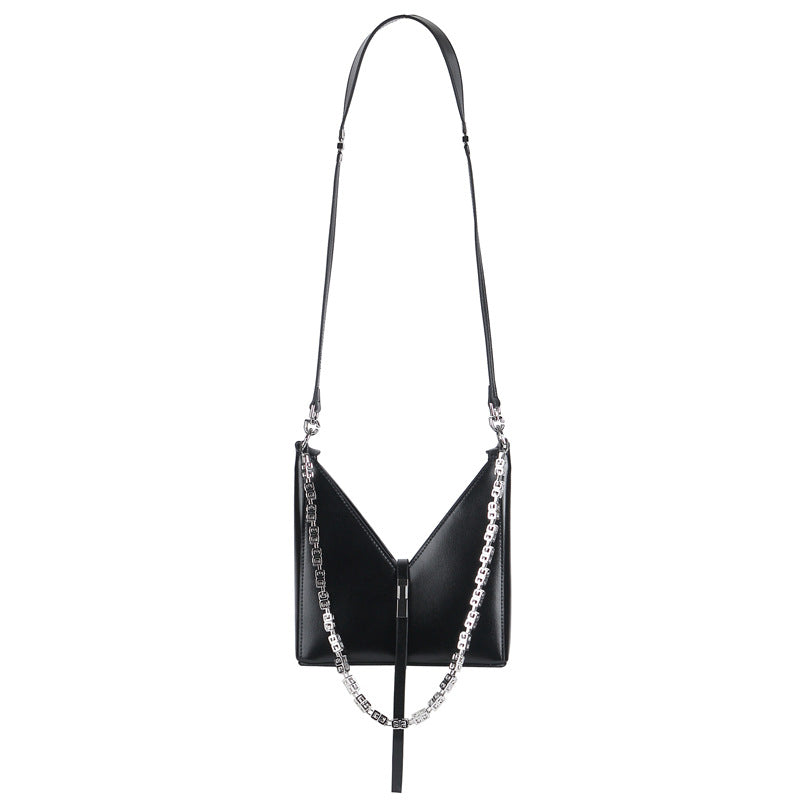 V型チェーンバッグわきの下バッグ本革ショルダーバッグおしゃれレディースバッグ