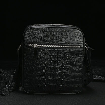 シャムワニ皮ショルダーバッグ  本革 出張オフィス ビジネス 斜めがけメンズバッグ