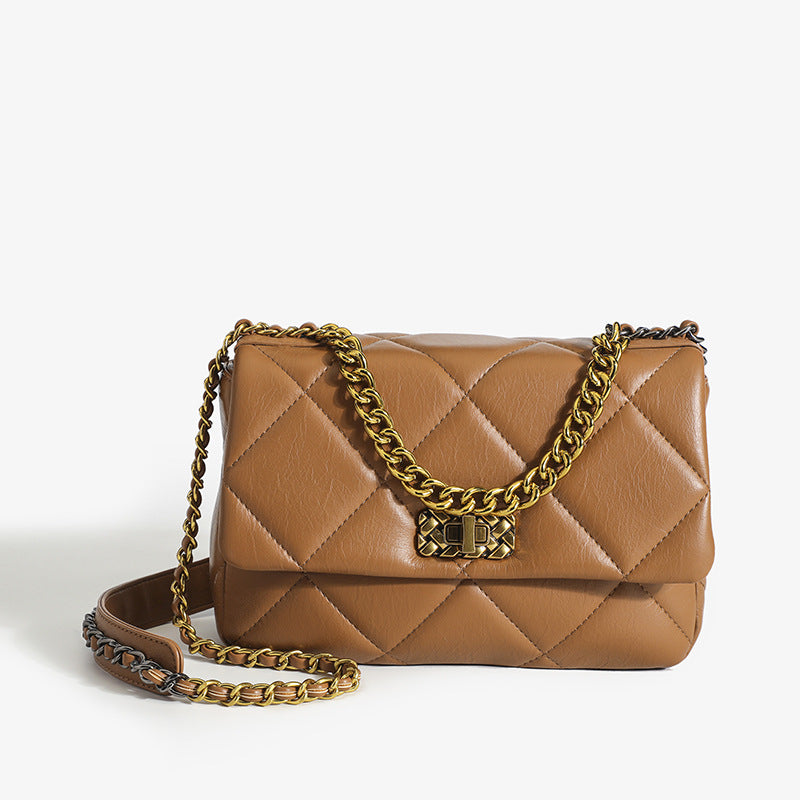 レディース本革ショルダーバッグチェーンバッグ流浪バッグチェック斜め掛けバックファッション流行