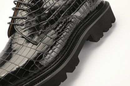 新型ワニ腹の皮メンズ革靴 本革 高品質 厚底 ビジネスシューズ
