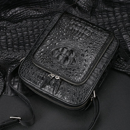 シャムワニ皮ショルダーバッグ  本革 出張オフィス ビジネス 斜めがけメンズバッグ