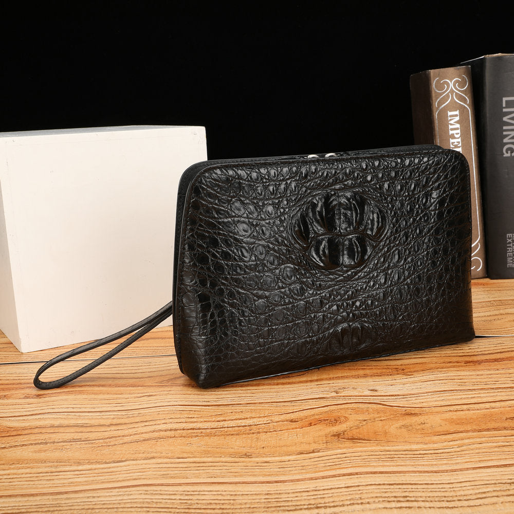 ワニ骨の皮 メンズハンドバッグ 本革 ビジネス カジュアル メンズバッグ