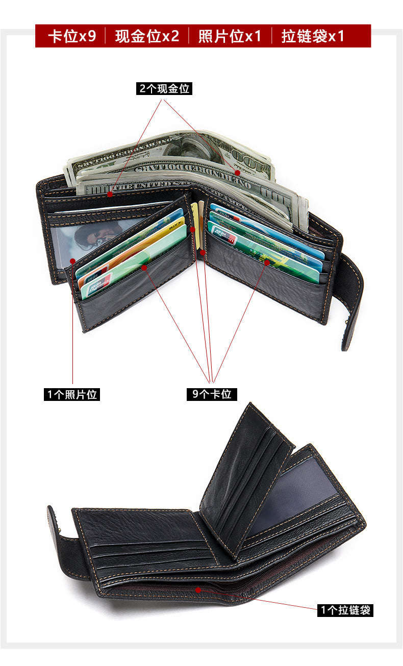 メンズ短財布 牛皮本革製 鷹 個性 ファッション 男性用カードバッグウォレット