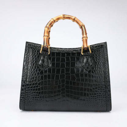 女性バッグ シャムワニ皮 本革バッグ 竹節バッグ ファッショントレンド 大容量 レディースバッグ