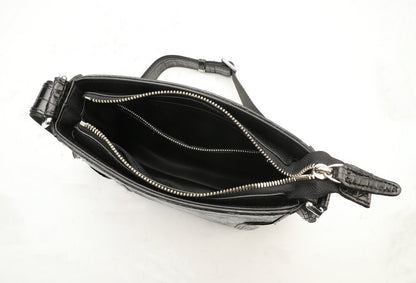Siamese Crocodile Belly Skin Men's Shoulder Bag Genuine Leather Commuting Business Casual Crossbody Bag with Claws on the Side Edges 