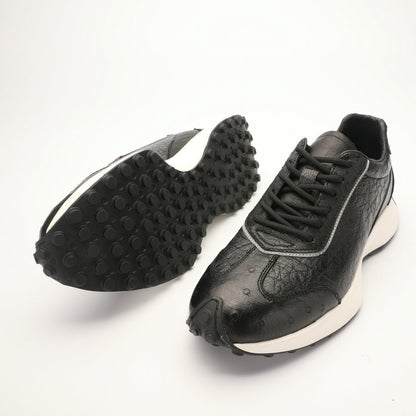 ダチョウ皮 男性靴 本革 耐摩耗 滑り止め ファッションスポーツカジュアルシューズ