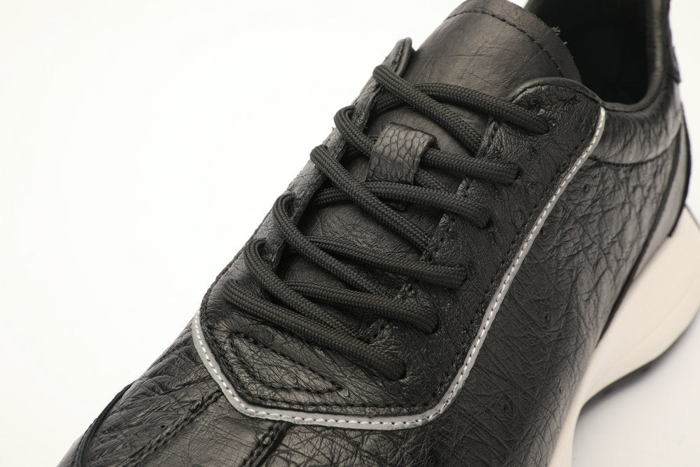 ダチョウ皮 男性靴 本革 耐摩耗 滑り止め ファッションスポーツカジュアルシューズ