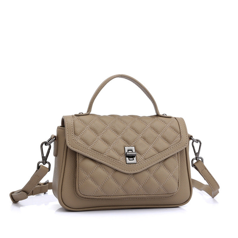 小方形バッグフランスの気質菱格子ハンドバッグスショルダーバッグ牛革女性バッグ