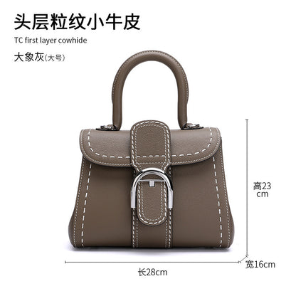 牛革バッグ本革バッグファッショントレンド馬蹄バックルレディースハンドバッグ手縫い斜めショルダーバッグ
