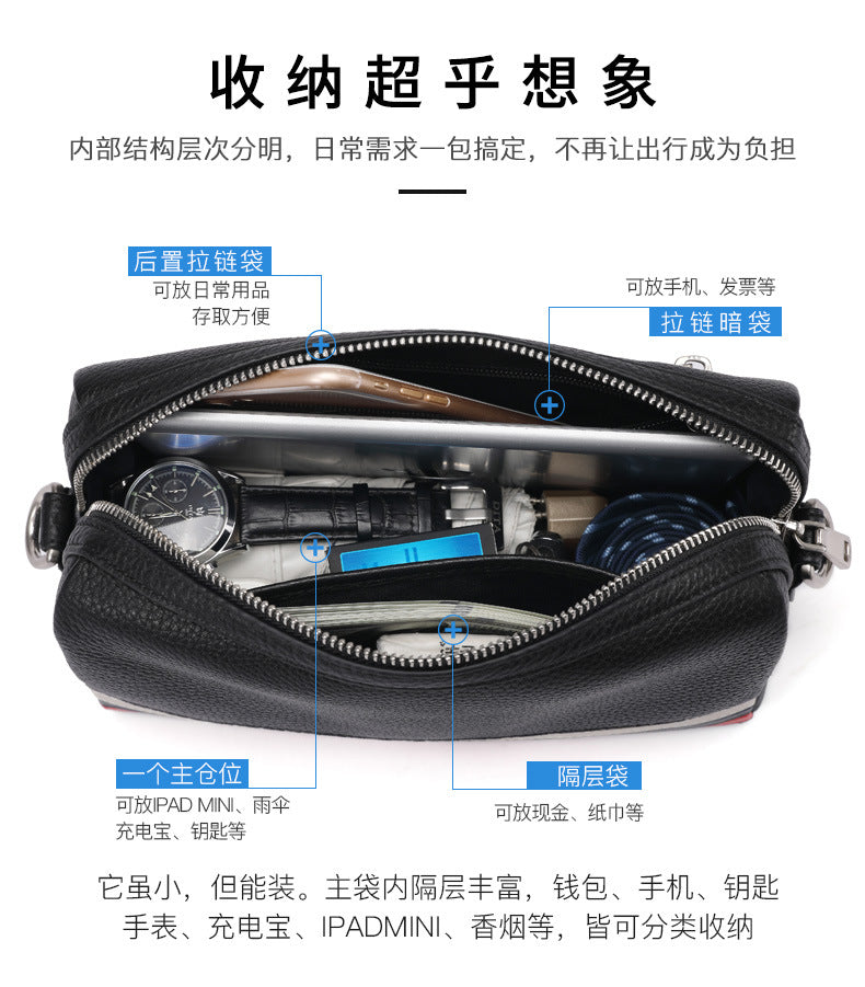 メンズショルダーバッグ 牛皮 本革製 大容量ビジネス カジュアル ファッション斜めがけバッグ