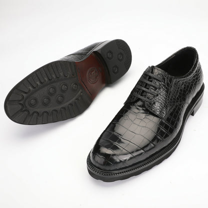 メンズ革靴 本革製 ワニ腹の皮 滑り止め 耐摩耗ビジネス シューズ正装スーツシューズ