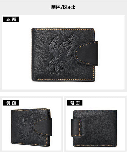 メンズ短財布 牛皮本革製 鷹 個性 ファッション 男性用カードバッグウォレット