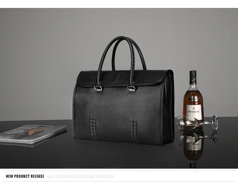 メンズハンドバッグ 本革製牛皮 ファッション ビジネス 大容量 ビジネス ブリーフケース パソコンバッグ 手編み メンズ手提げかばん