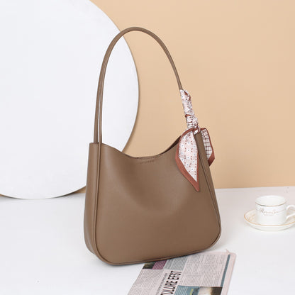 Genuine Leather Women Bag Fashionable Luxury Large Capacity Cowhide Commuting One Shoulder Ladies Bucket Bag Tote Bag