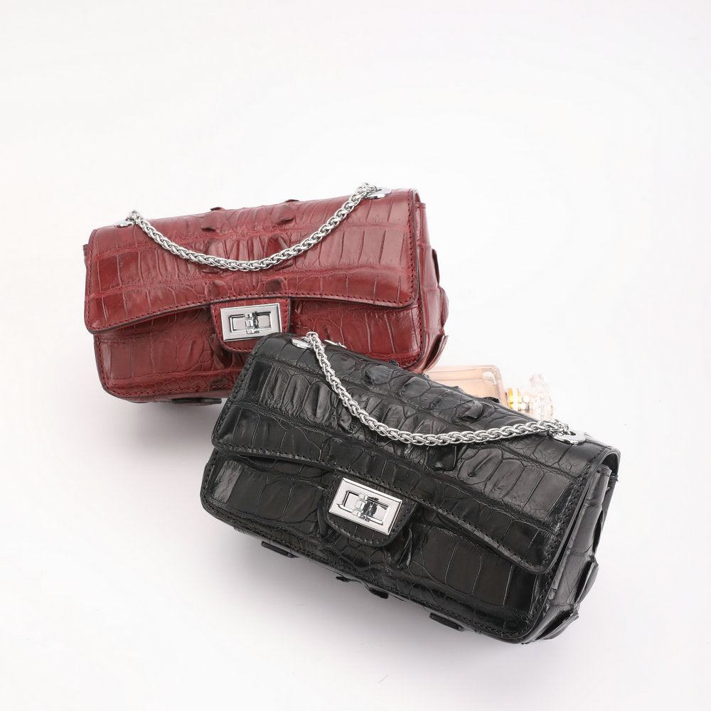 トランペット  レディース  チェーンバッグ  シャムワニ皮 斜めがけバッグ